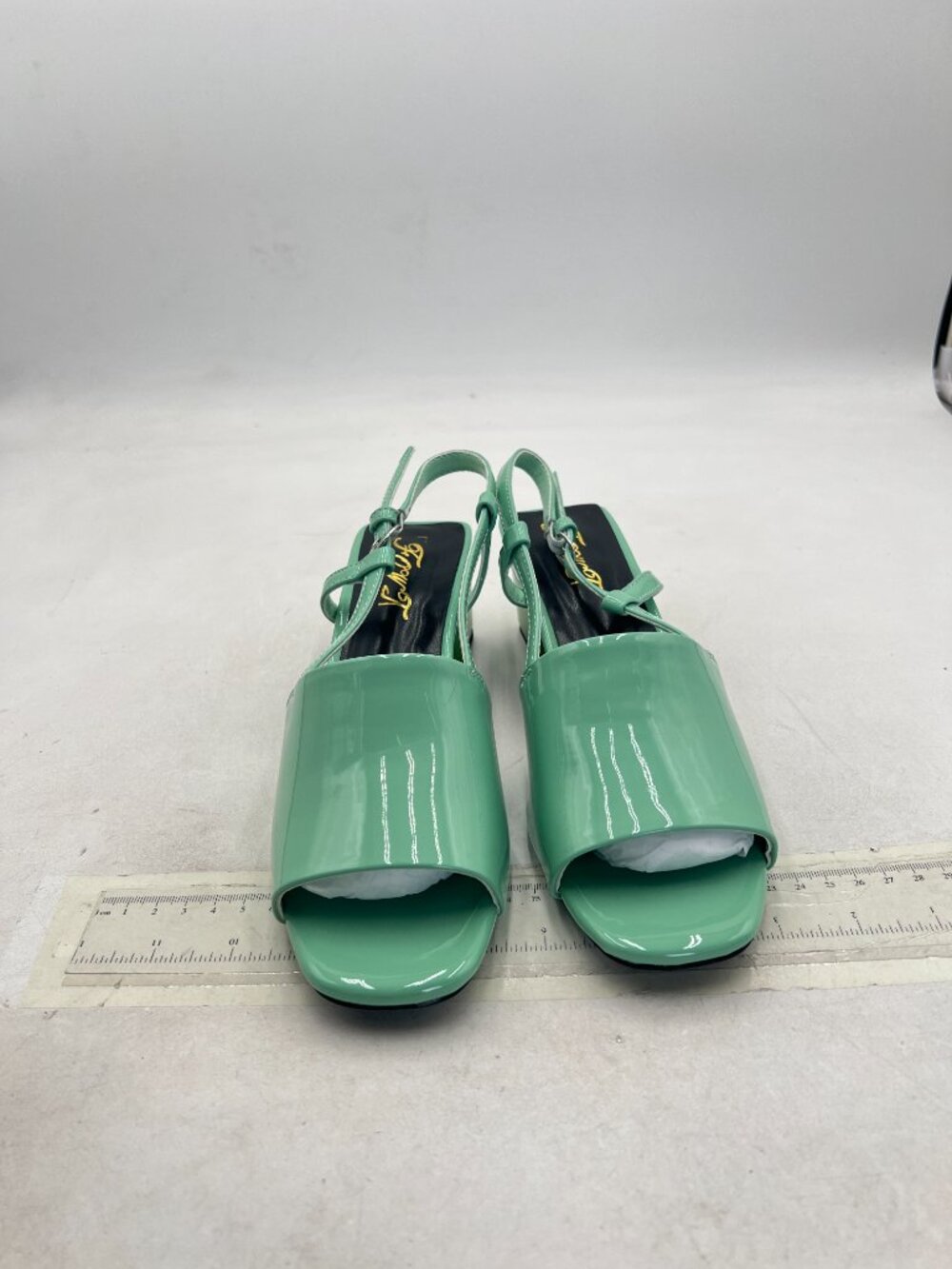 FOWT Green Slingback Open Square Toe Mules Cube Heels Ankle Buckles Strap Pumps - Picture 3 of 8